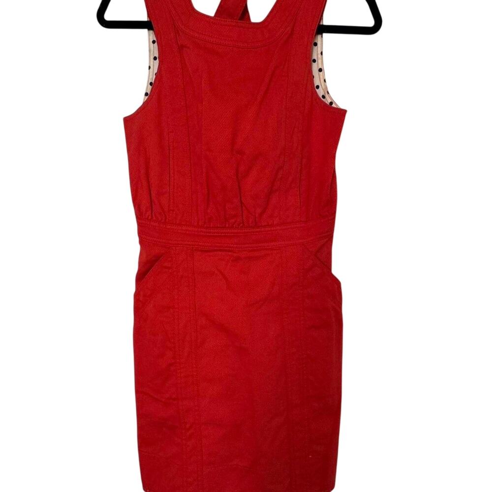Marc Jacobs Red Criss Cross Logo Buttons Dress Sz 4 Capsule Preppy Classic